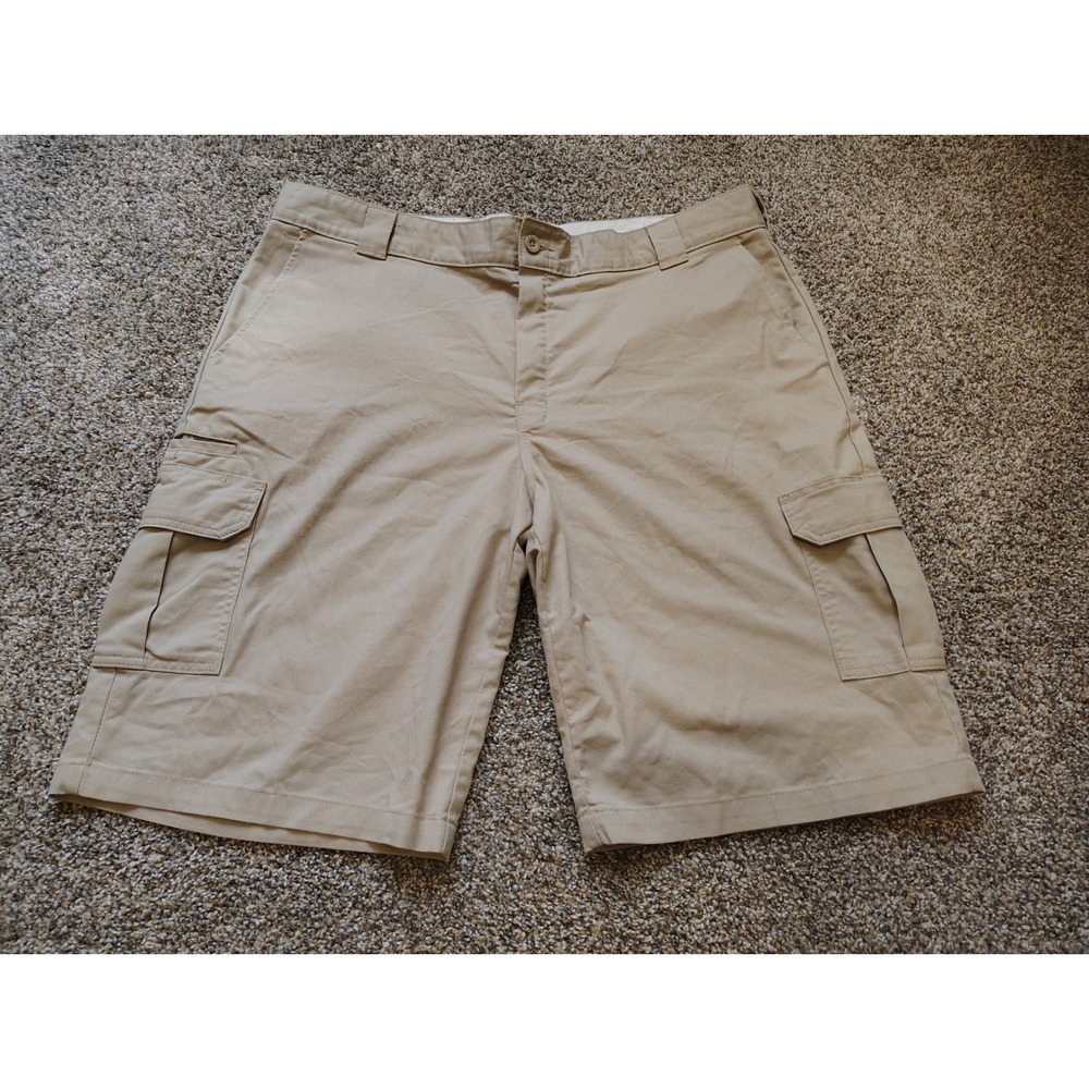 Dickies Flex Relaxed Fit Cargo Shorts Mens 42 Khaki Tan WR557DS Twill Workwear
